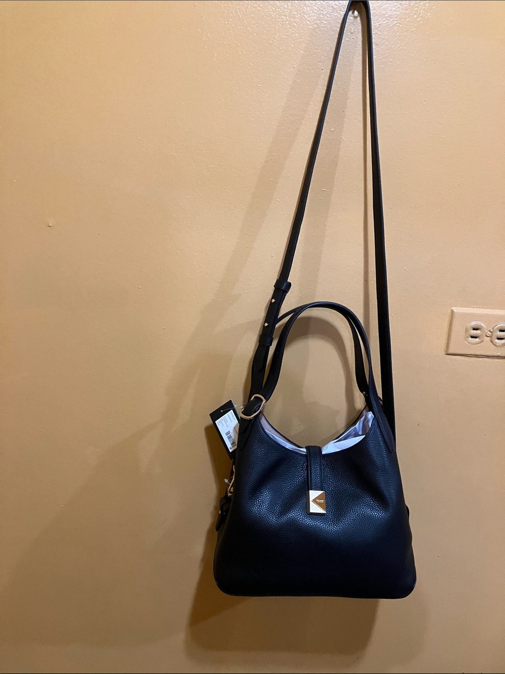 kate spade Black Decio  people Leather Shoulder Bag with Gold Hardware